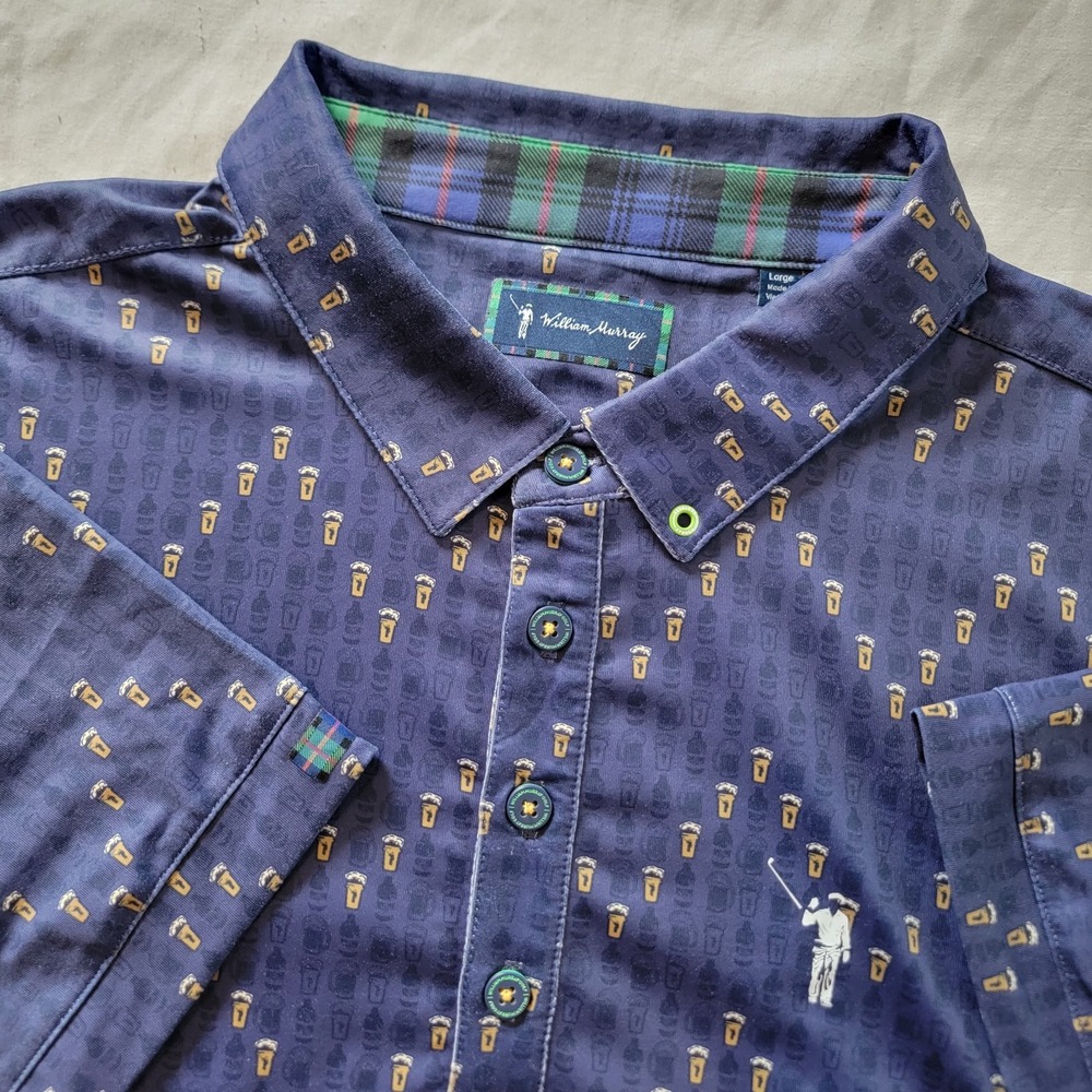 William Murray Golf Polo Shirt Mens‎ Large Navy Golf Beer Mug All Over Print